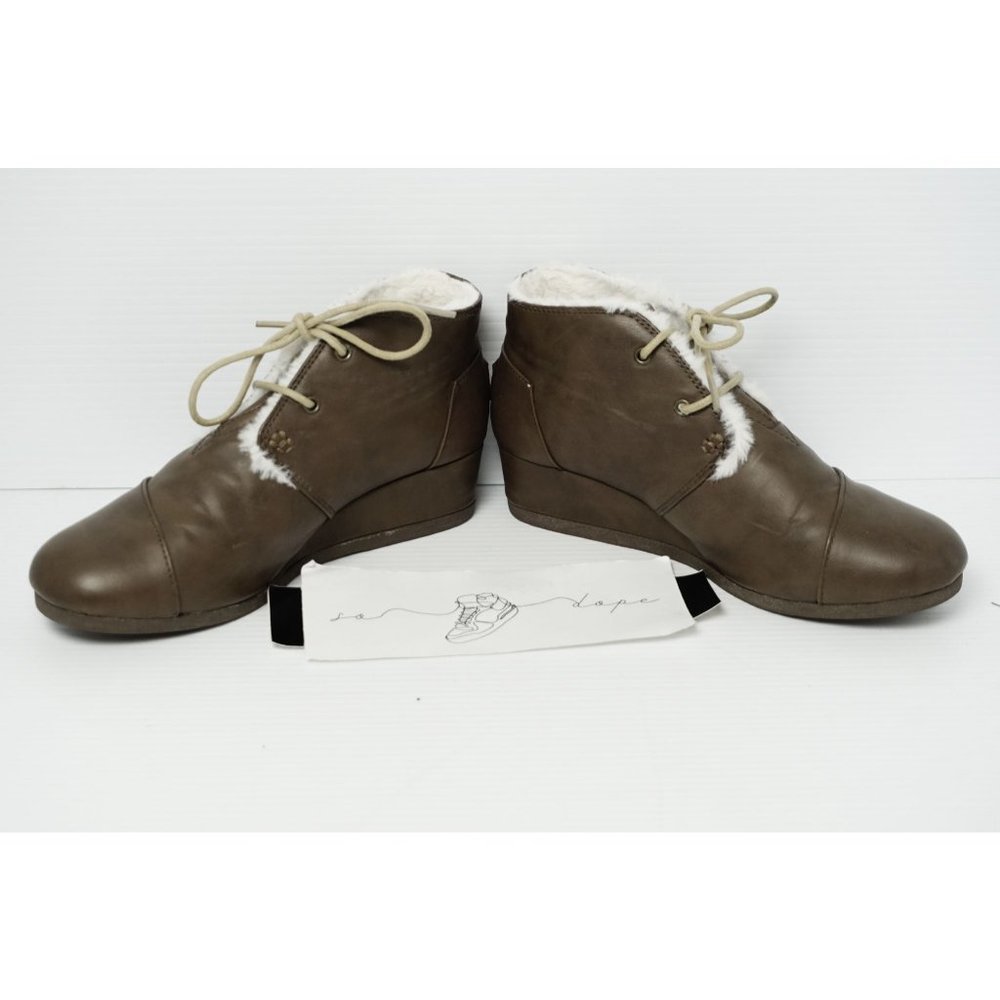 Tom Desert‎ Wedge Bootie Suede Fur Lining Shoes - W - Picture 4 of 7